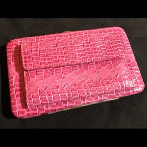 Pink crocodile wallet/clutch